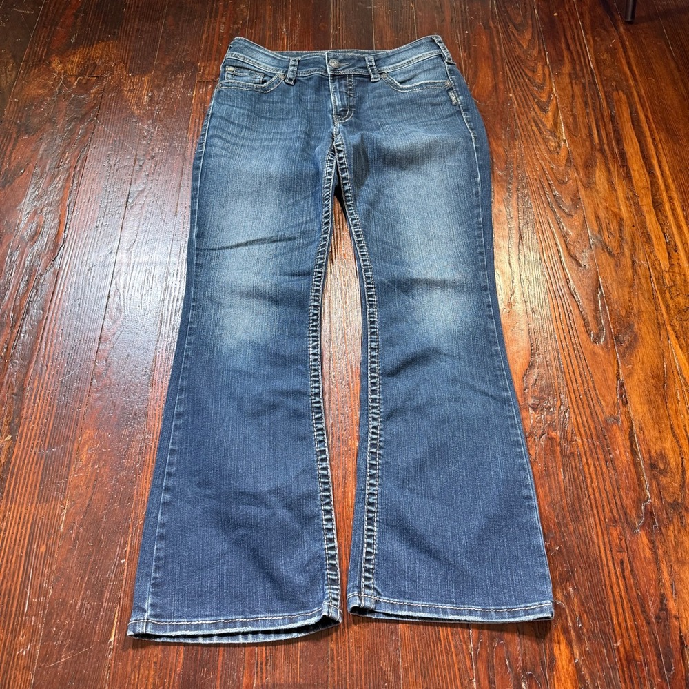 Silver Jeans Womens 31x32 Blue Bootcut Suki Surplus Flap Pocket Fade Whiskers